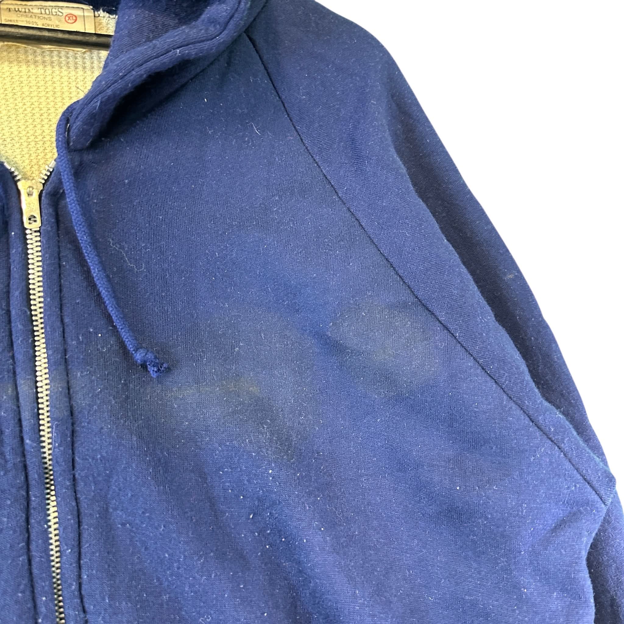 Vintage Waffle Lined Blue Comfy Zip Up Hoodie