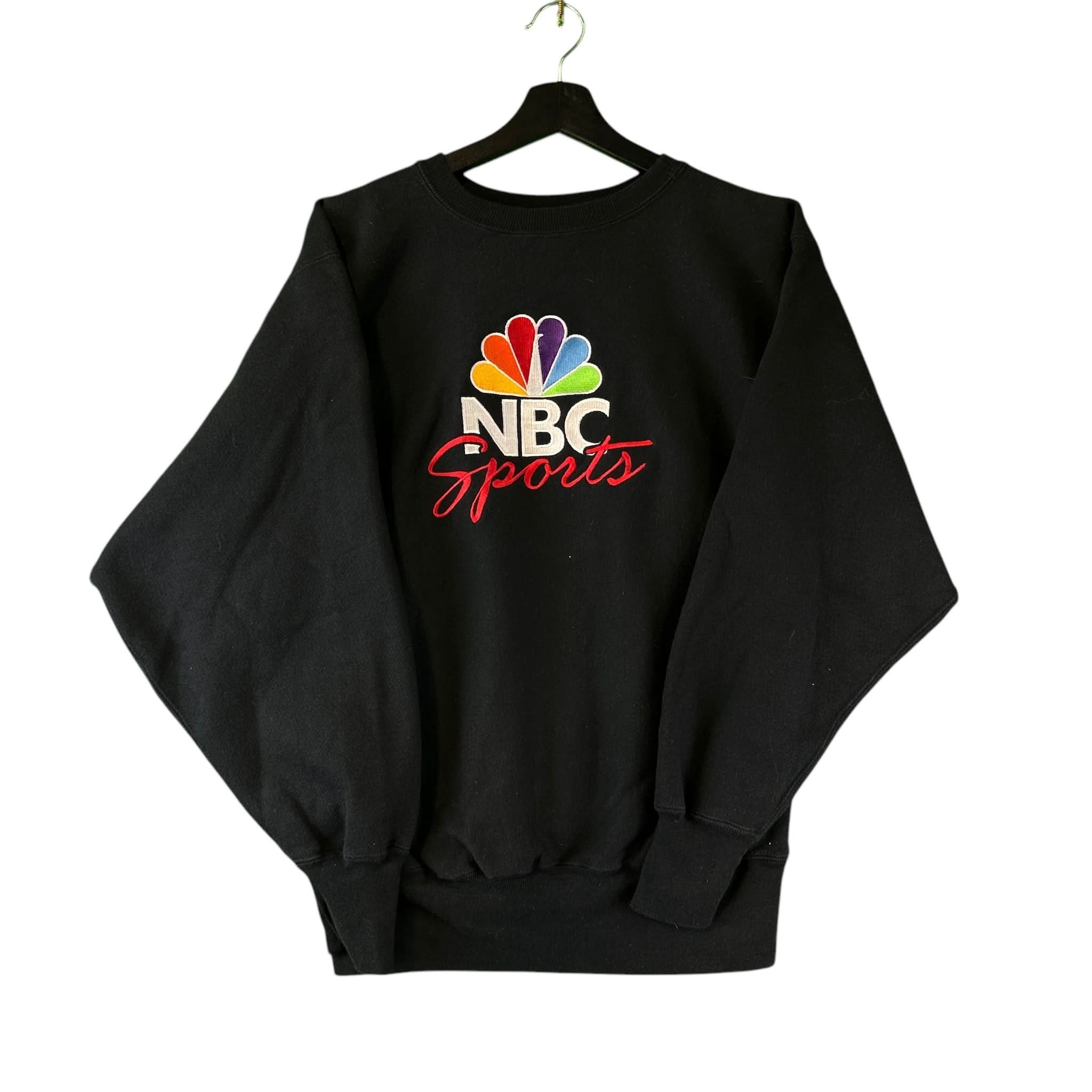 Vintage Champion Reverse Weave Black NBC Sports Sweatshirt - XL