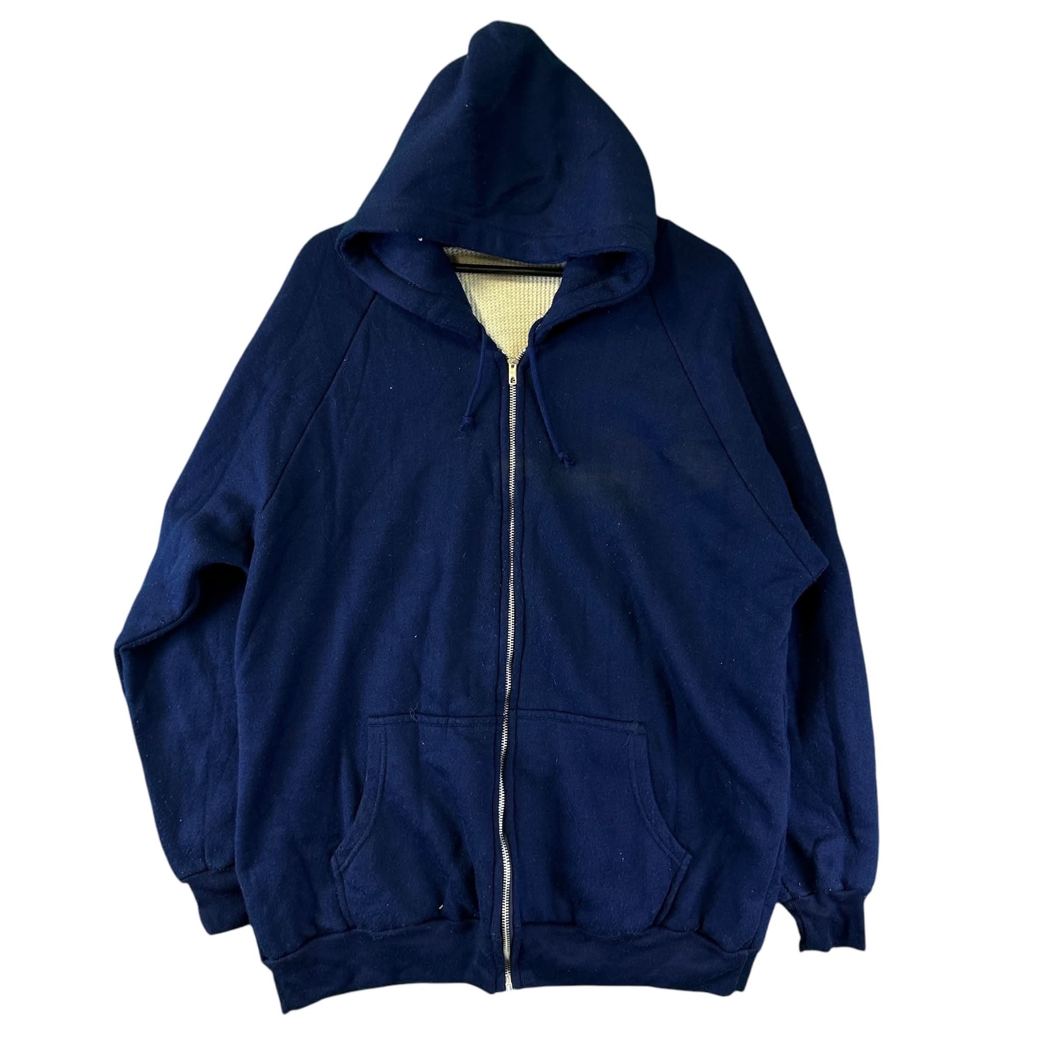 Vintage Waffle Lined Blue Comfy Zip Up Hoodie