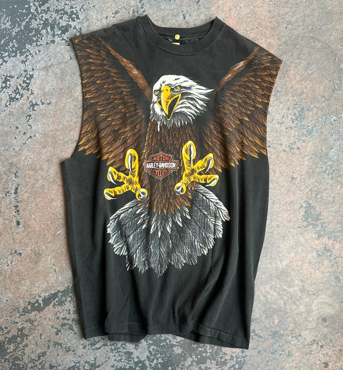 Harley Davidson All Over Print Eagle Cut-Off T-Shirt Size XL