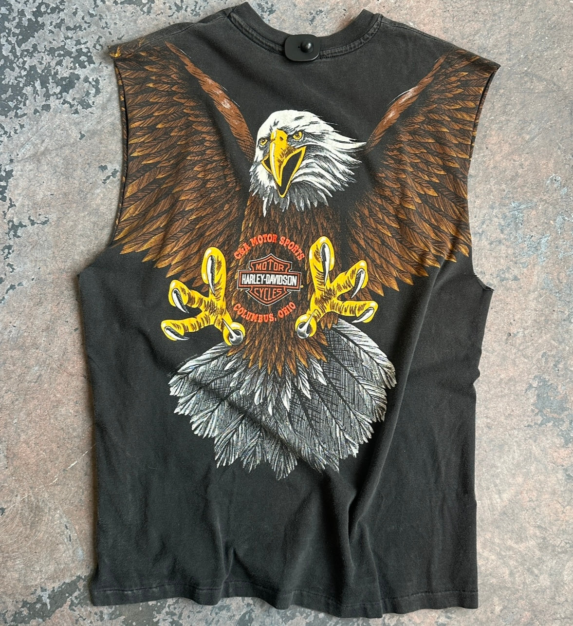 Harley Davidson All Over Print Eagle Cut-Off T-Shirt Size XL