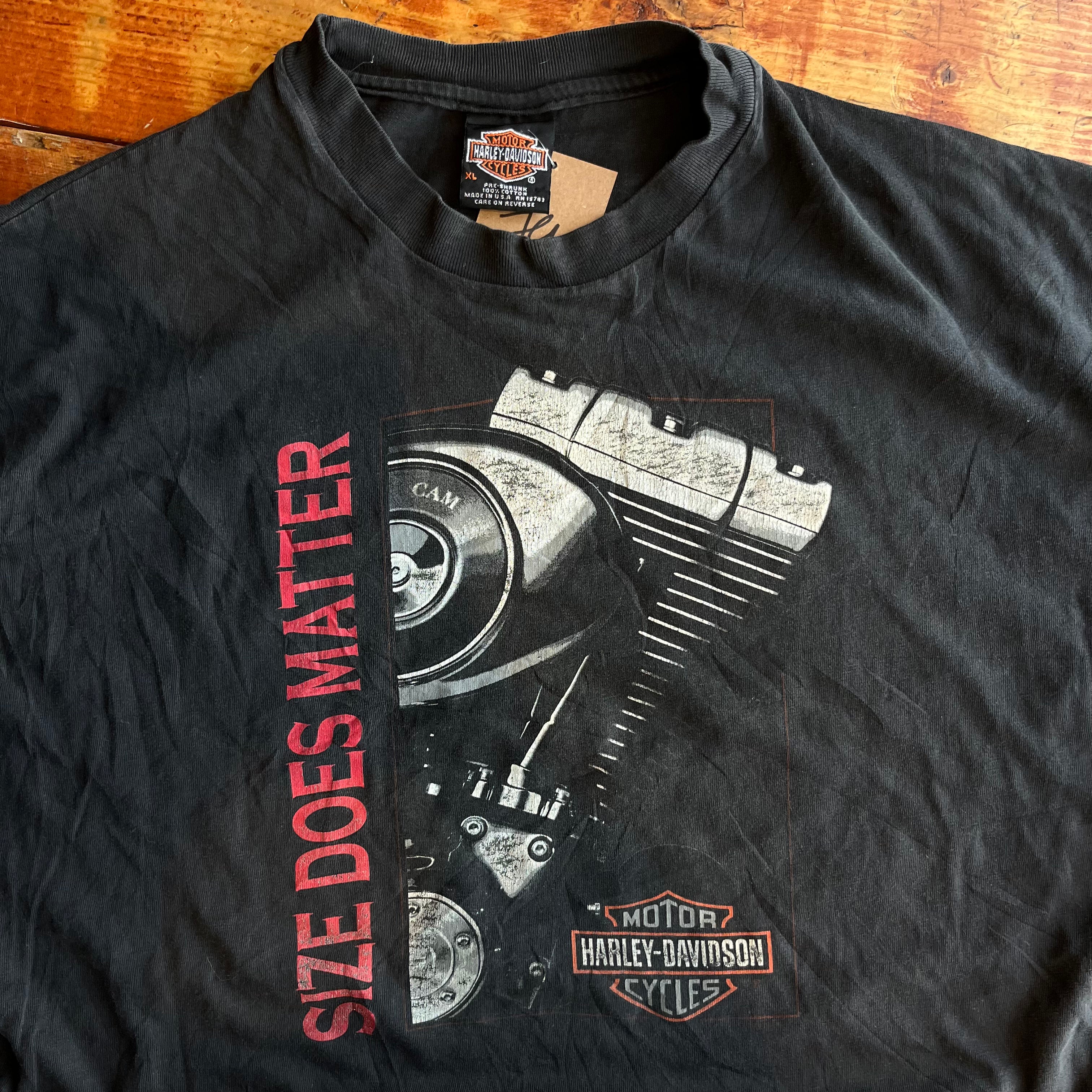 Vintage "Size Does Matter" Harley Tee (XL)