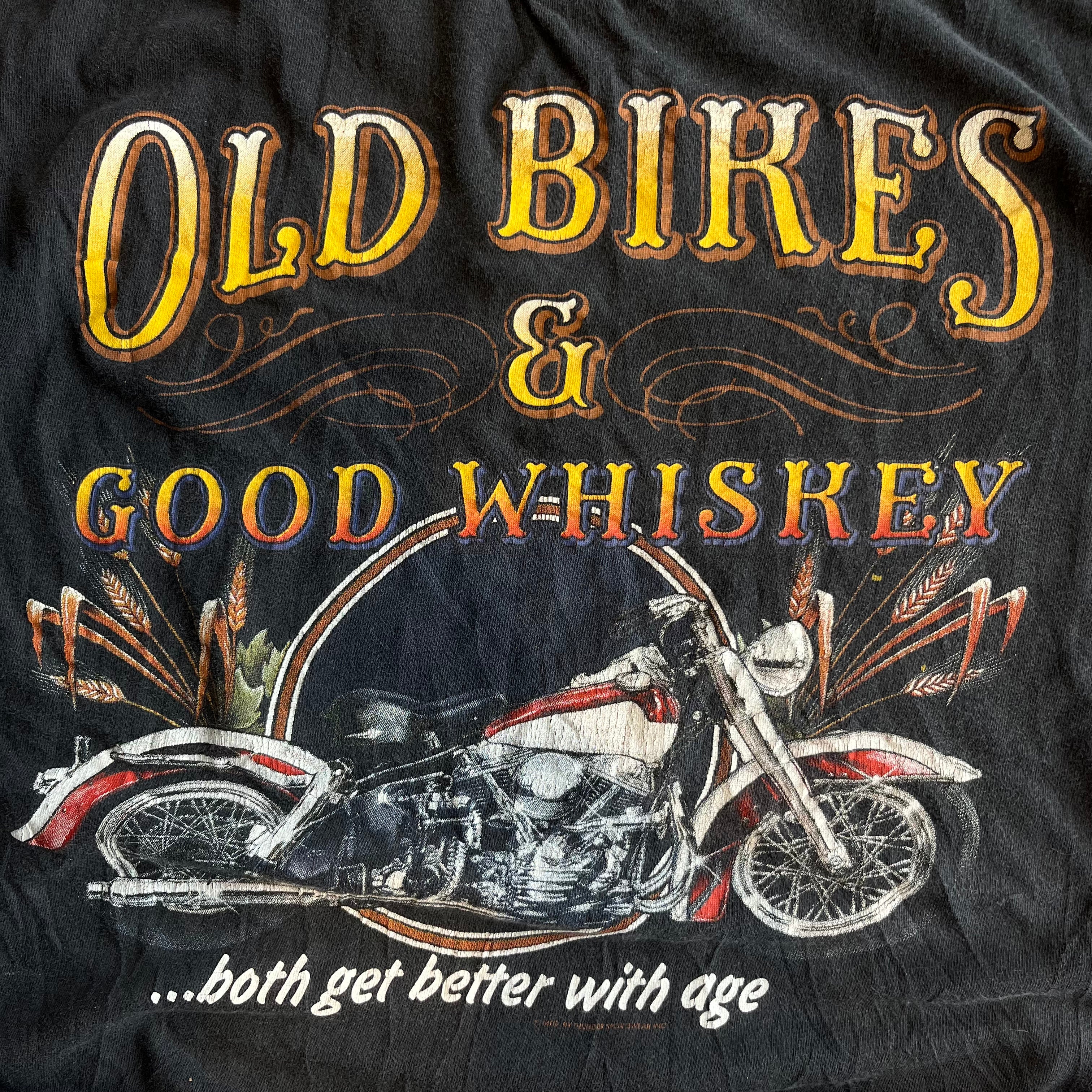 Vintage Old Bikes And Good Whiskey Harley Tee (L)