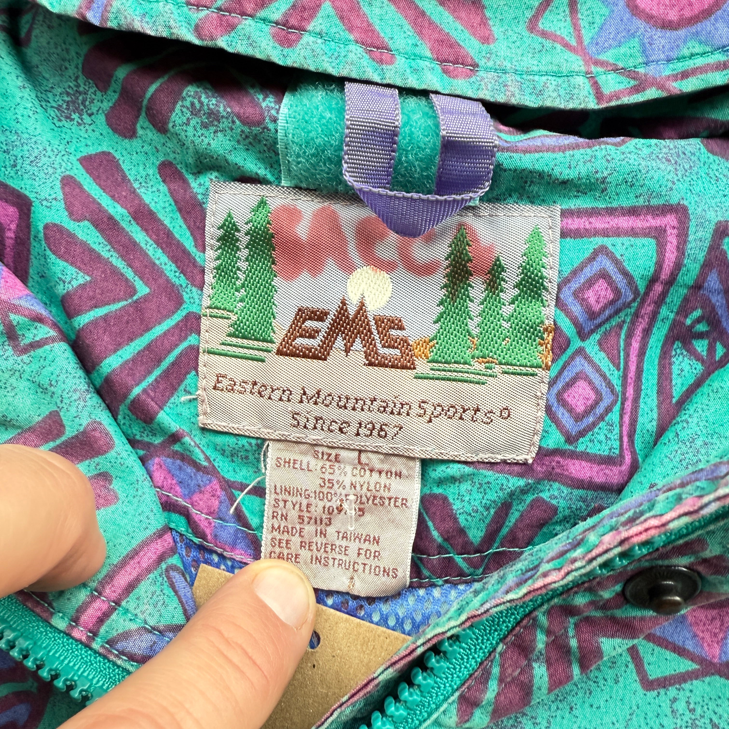 Vintage 90s Eastern Mountain Sports EMS Jacket Wild Pattern size L