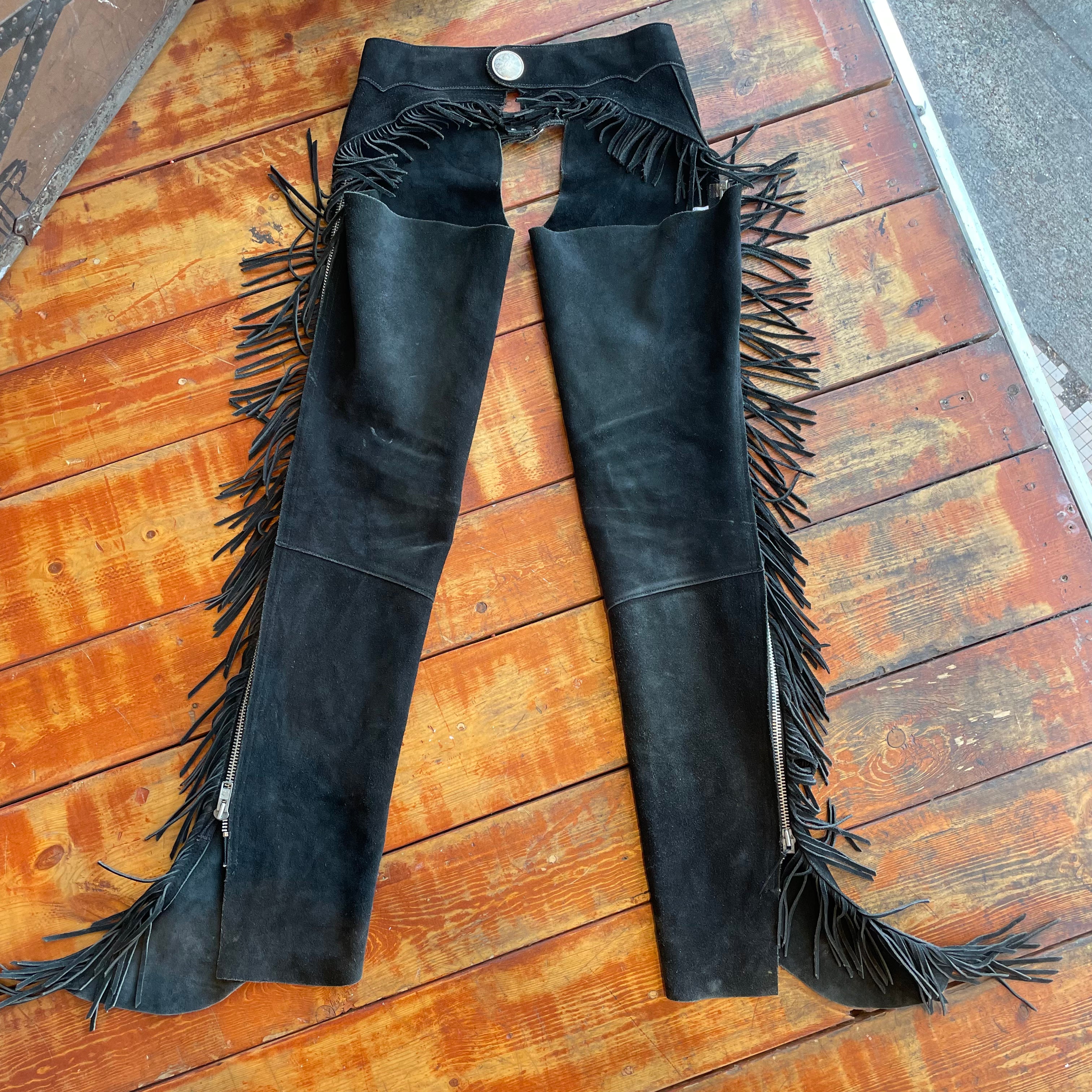 Vintage Black Leather Chaps. Size S