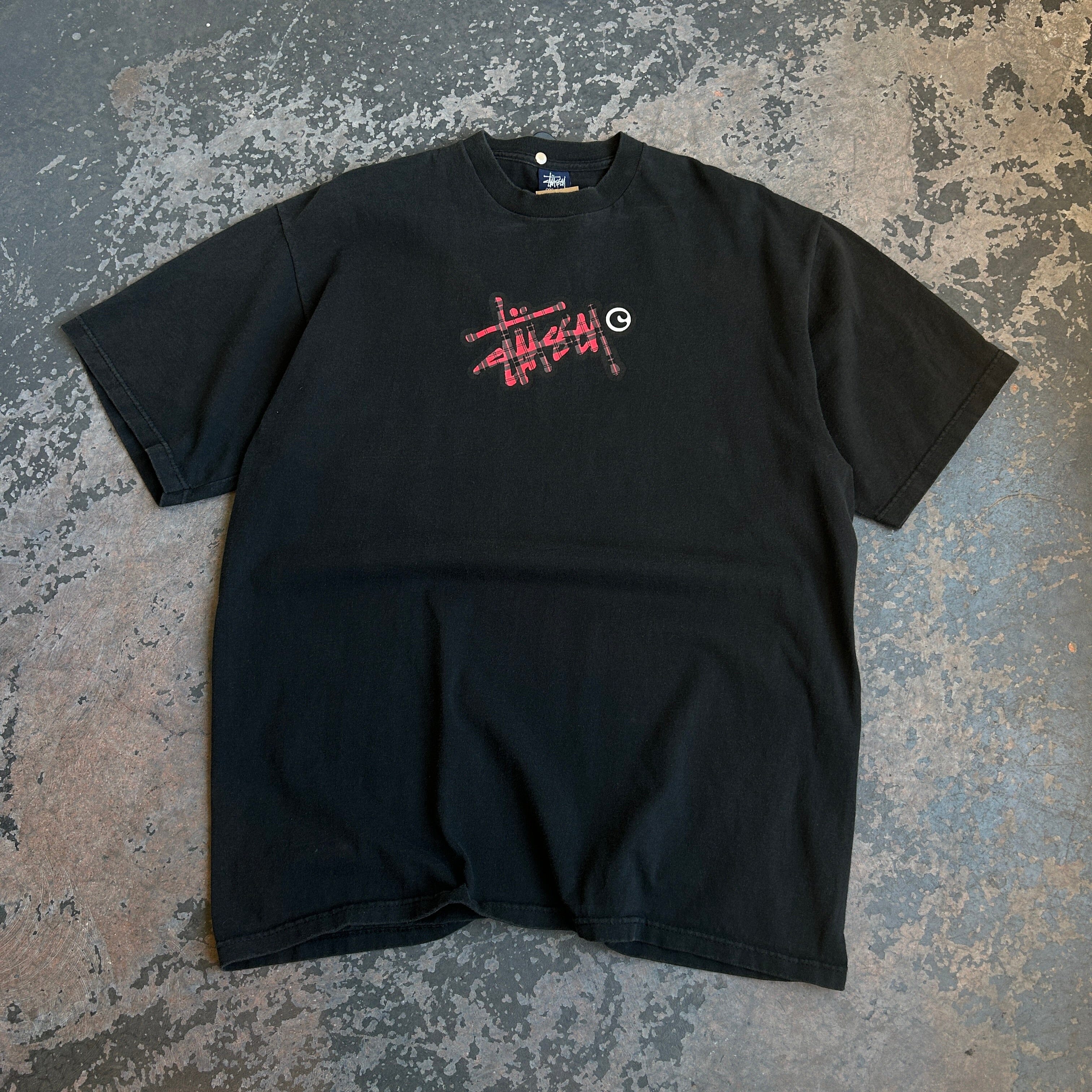 Plaid Text Stussy T-shirt tshirt FAIF.CA 