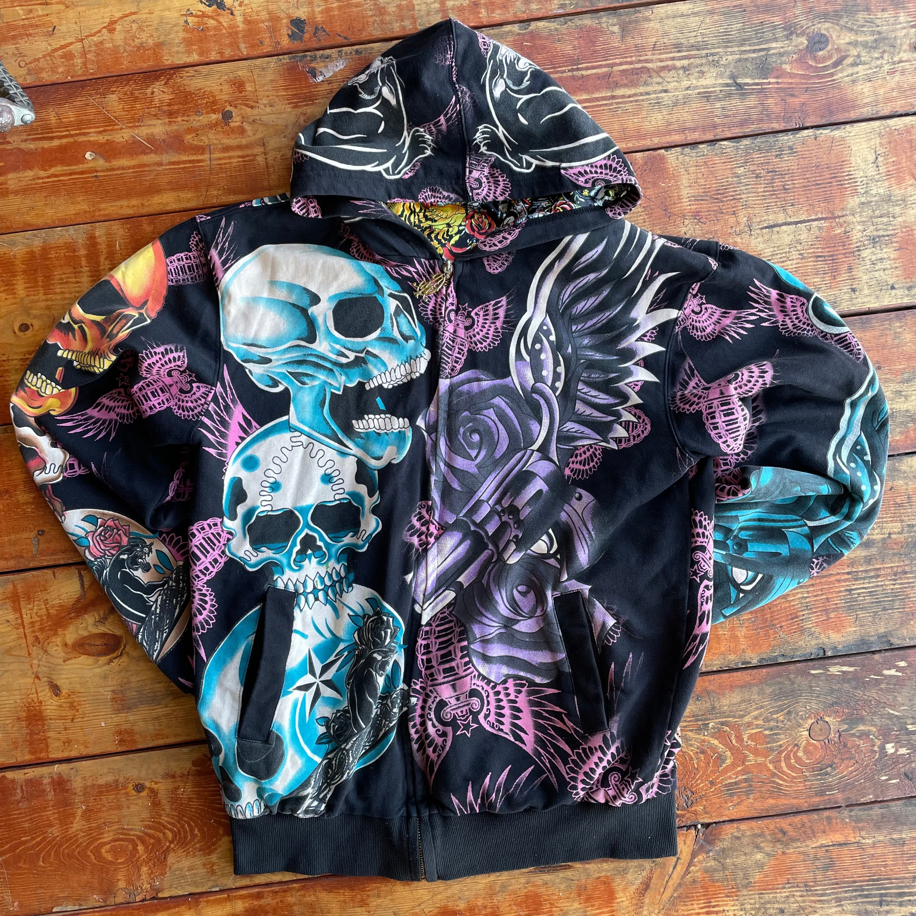 Vintage Christian Audigier Skull Zip Up. (M) hoodie OTHER 