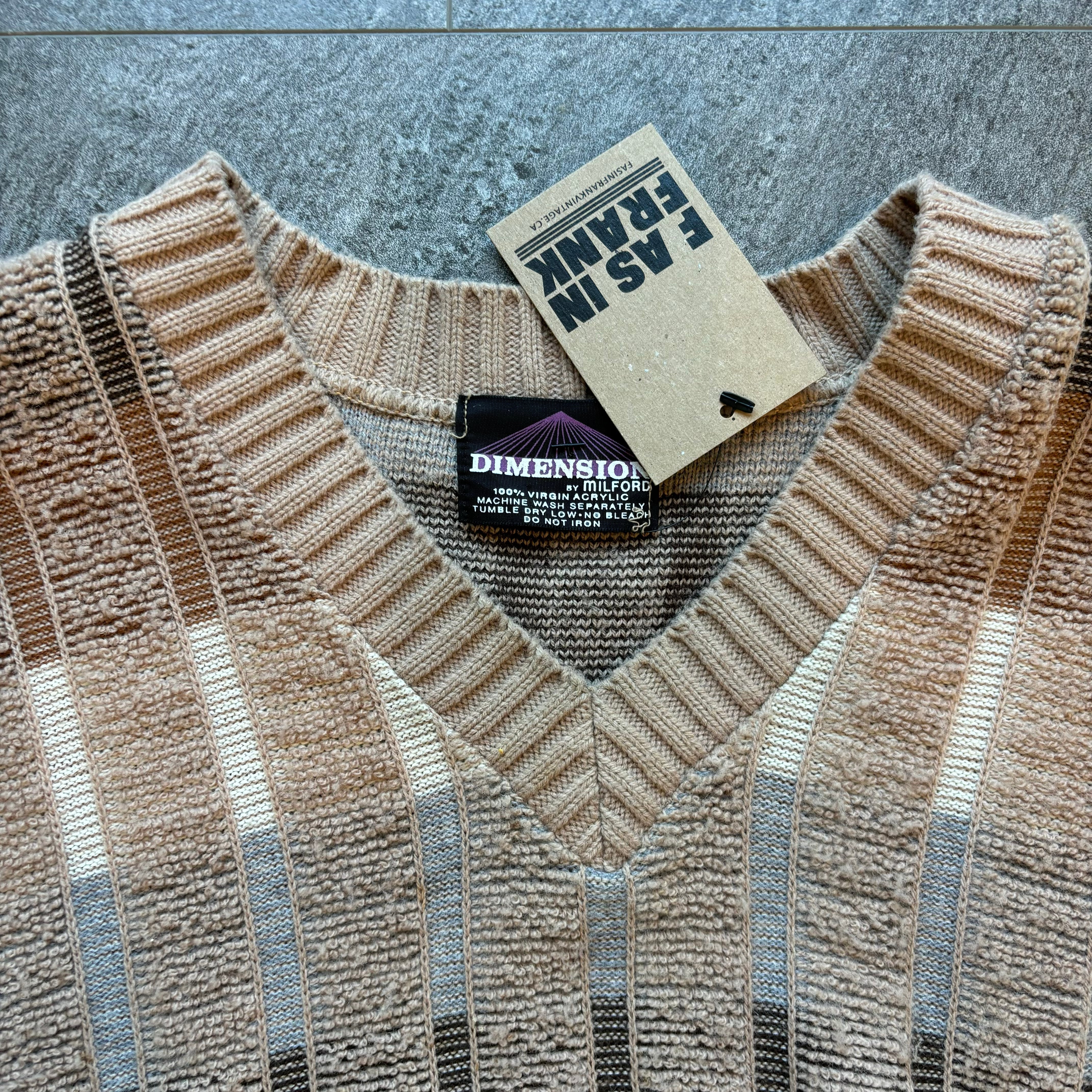 Vintage Dimension Brown V-neck Knit sweater OTHER 